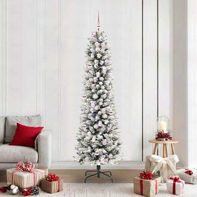 vidaXL Umelý vianočný stromček Biela 210 cm PVC, kov a plast