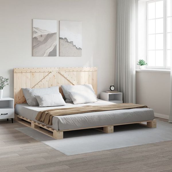vidaXL Posteľný rám s čelom 200x200 cm masívna borovica
