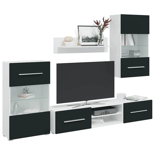 vidaXL 5-dielne TV skrinky s LED osvetlením, matné indigo, imitácia dreva