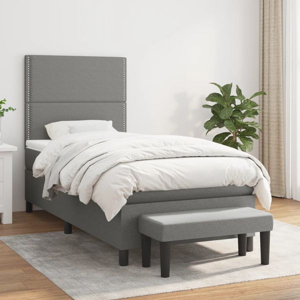 vidaXL Boxspring posteľ s matracom tmavosivá 90x190 cm látka