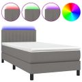 vidaXL Posteľ boxsping s matracom a LED tmavosivá 80x200 cm látka