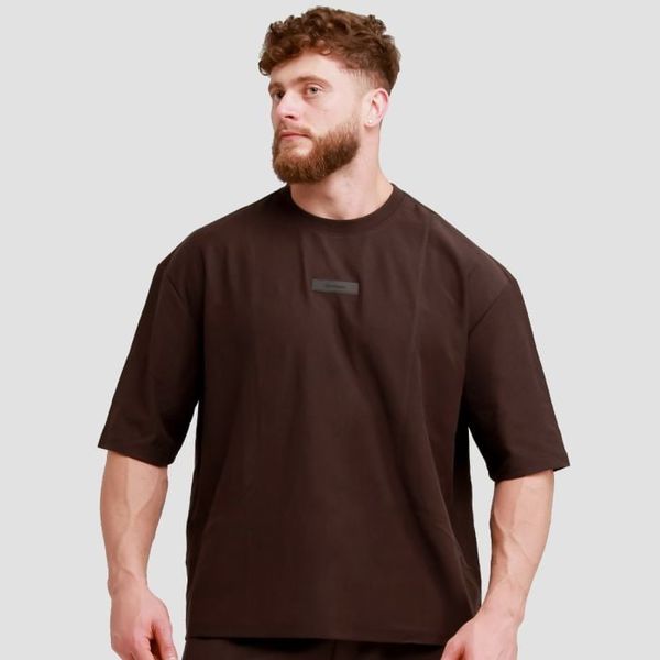 Tričko Oversized Unstoppable Brown - GymBeam, veľkosť M, veľkosť oblečenia M
