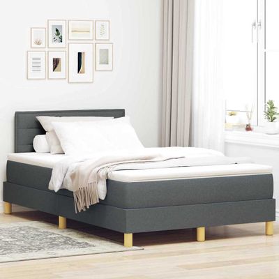 vidaXL Posteľ s pružinovým rámom Tmavo šedá 120 x 200 cm látka