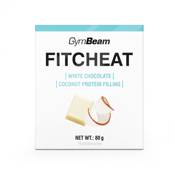 Proteinová čokoláda Fitcheat - GymBeam, biela čokoláda kokos