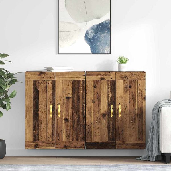 vidaXL Závesná skrinka Nástenný 2 pcs Staré drevo 69,5 x 34 x 90 cm