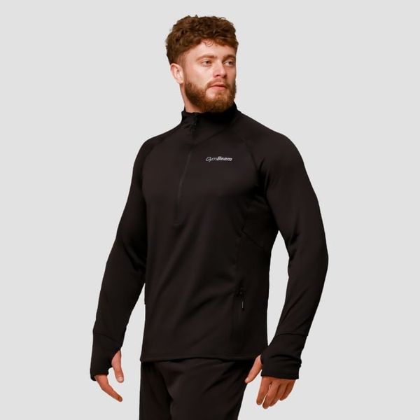 Běžecká mikina 1/2 Zip Pulse Black - GymBeam, veľkosť L, veľkosť oblečenia L