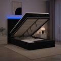 vidaXL Ottoman posteľ s matracom a LED Čierna 120 x 200 cm Zamat