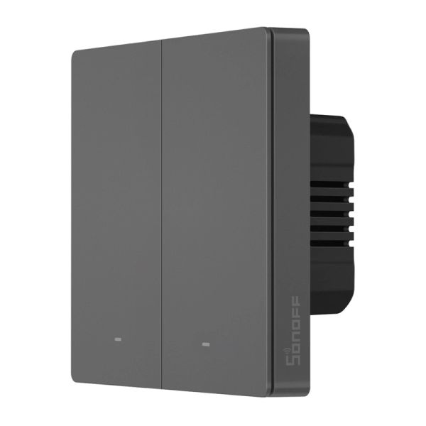 Inteligentný WiFi nástenný vypínač Sonoff M5 2C, sivý (2-kanálový)