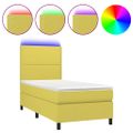 vidaXL Posteľ boxsping s matracom a LED zelená 100x200 cm látka