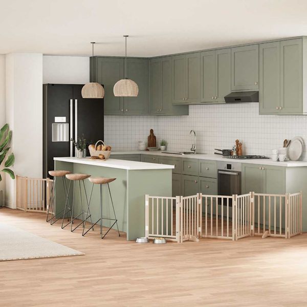 vidaXL Brána pre psa s dverami skladacia 9 panely 450cm topoľové drevo