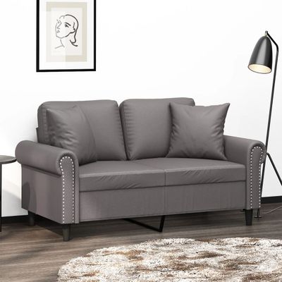 vidaXL 2-miestna pohovka s vankúšmi sivá 120 cm umelá koža