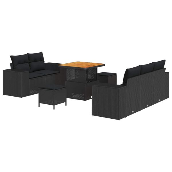 vidaXL Súprava záhradných pohoviek 8 pcs Čierna polyratan