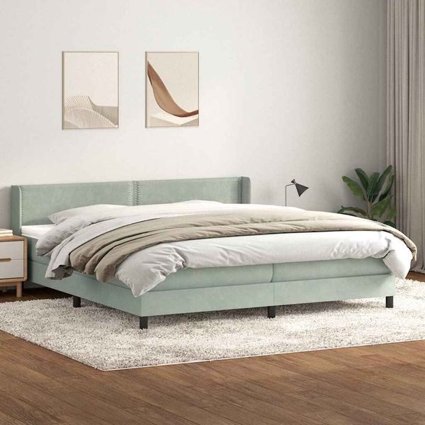 vidaXL Box Spring Posteľ s matracom Svetlosivá 180x220 cm Zamat