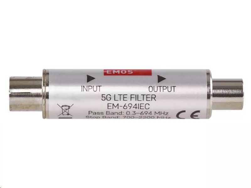 LTE filtr EMOS EM694IEC (5-694 MHz, LTE 5G útlum 40 dB)