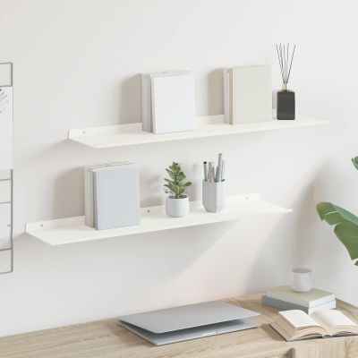 vidaXL Závesná polica 2 ks Biely 80 x 18 x 2,5 cm Oceľ