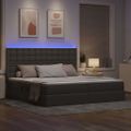 vidaXL LED úložná posteľ s matracom Sivohnedá 200 x 200 cm Látka