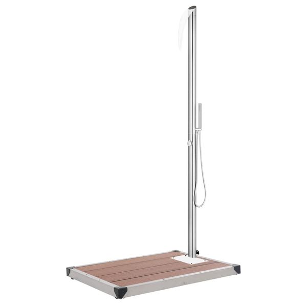 vidaXL Záhradná sprcha s hnedým podstavcom 225 cm nehrdzavejúca oceľ