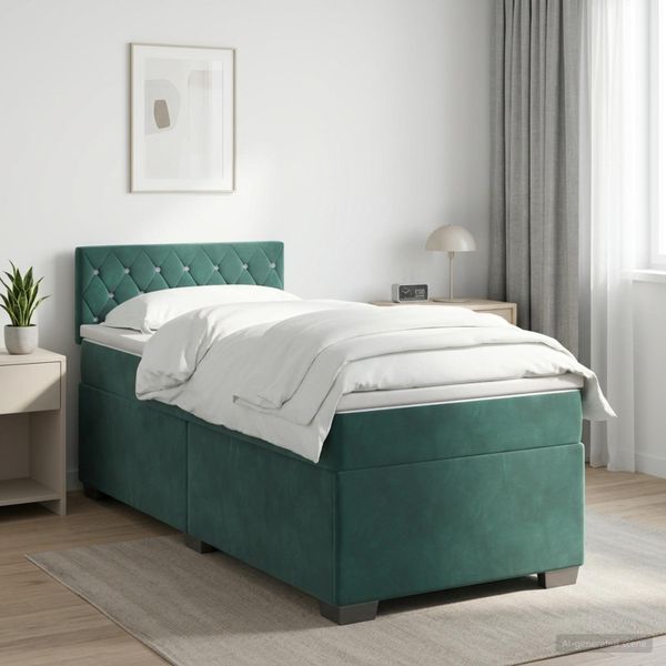 vidaXL Posteľ boxspring s matracom Tmavozelená 80 x 200 cm Zamat