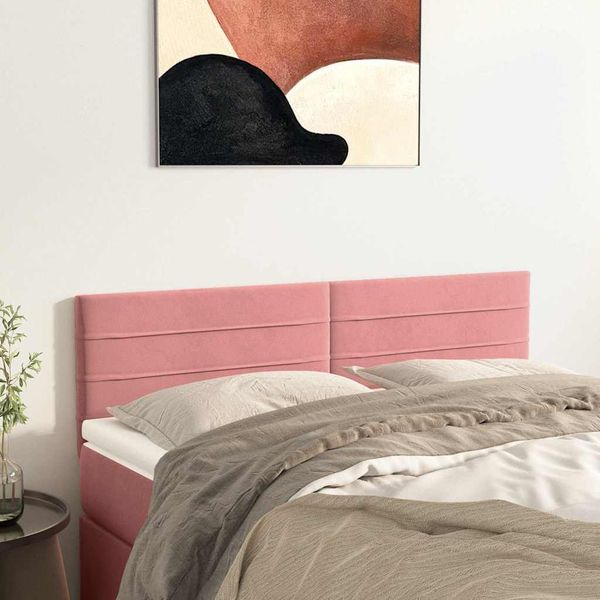 vidaXL Čelá postelí ružové 144x5x78/88 cm zamatové