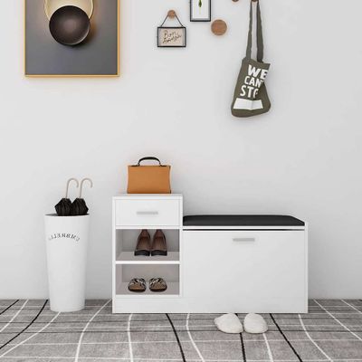 vidaXL Lavica na topánky biela 94,5x31x57 cm kompozitné drevo