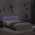 vidaXL Posteľný rám s čelom a LED biely 140x190 cm