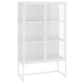 vidaXL Vysoká skrinka biela 80x35x135 cm oceľ a tvrdené sklo
