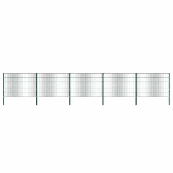 vidaXL Plotový panel so stĺpikmi, železný 867x120 cm, zelený