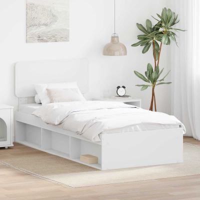 vidaXL Rám postele Biela 100 x 200 cm Masívne borovicové drevo