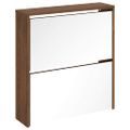vidaXL Botník so zrkadlom 2-poschodový hnedý dub 63x17x67 cm
