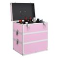 vidaXL Kufrík na make-up ružový 37x24x40 cm hliníkový