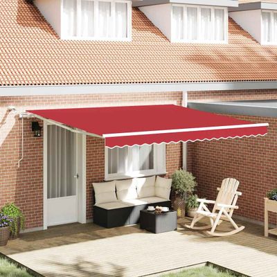 vidaXL Sklopná markíza Červená 400 × 350 cm Polyester