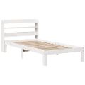 vidaXL Posteľný rám s čelom biely 75x190 cm borovicový masív