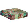 vidaXL Patchwork taburetka zelená 50x50x12 cm bavlnená štvorcová ručne vyrobená