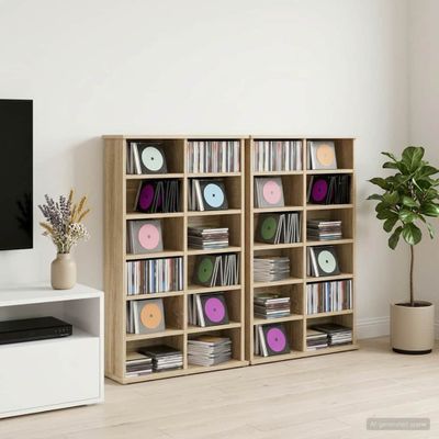 vidaXL CD Skrinka 2 ks Dub sonoma 60 x 17 x 92 cm Kompozitné drevo