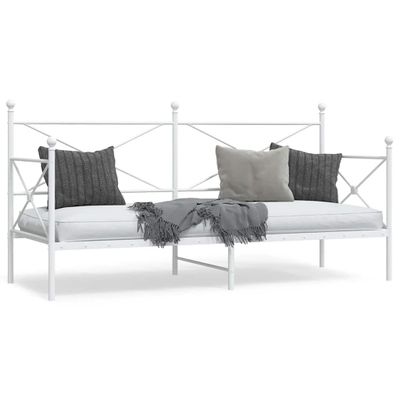 VidaXL Denná posteľ bez matraca Biela 90x200 cm Oceľ