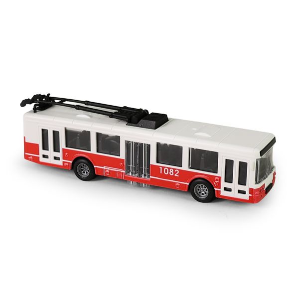 Trolejbus MHD červený 16 cm - otváracie dvere