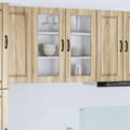 vidaXL Nástenný sklenený kabinet PORTO Sonoma dub 80 x 31 x 80 cm