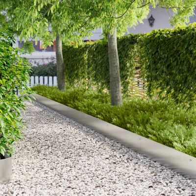 vidaXL Obrubník trávnika 10 ks 103 x 25 cm Oceľ Strieborná