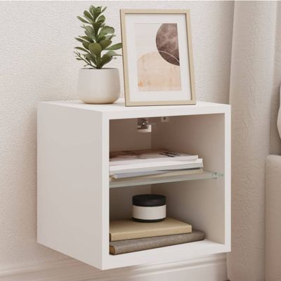 vidaXL TV nástenné skrinky s LED svetlami 2 ks biele 30x28,5x30 cm