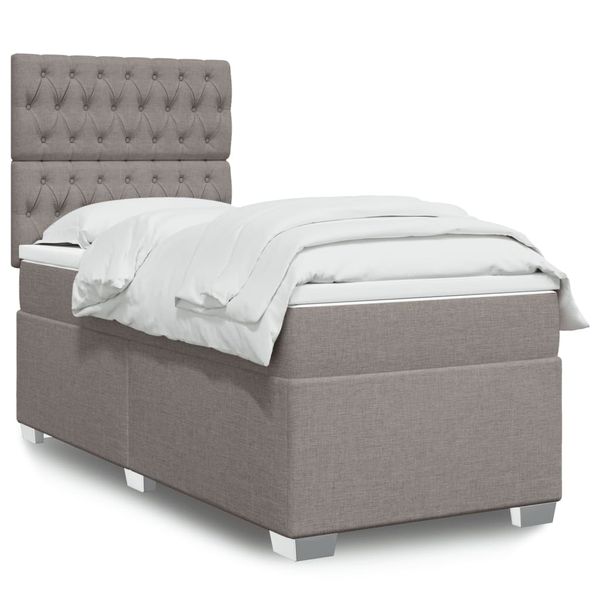 vidaXL Posteľný rám boxsping s matracom sivohnedý 80x200 cm látka