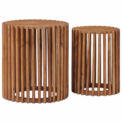 vidaXL Ručne vyrobená súprava vedľajších stolíkov 2 pcs Teaková hnedá