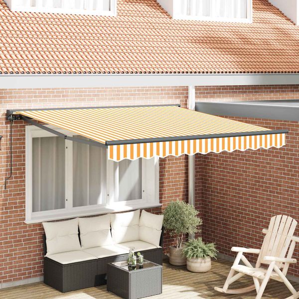 vidaXL Rám markízy Žltá a biela 300 x 250 cm Polyester s PU povrchom