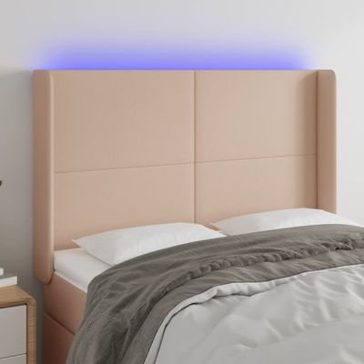VidaXL Čelo postele kapučínové 147x16x118/128 cm umelá koža
