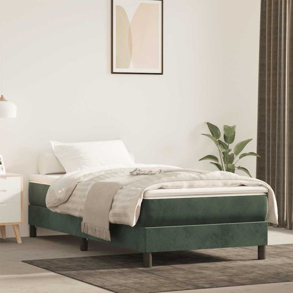 vidaXL Matrac s taštičkovými pružinami stredná tvrdosť tmavozelený 80x220x20 cm zamat