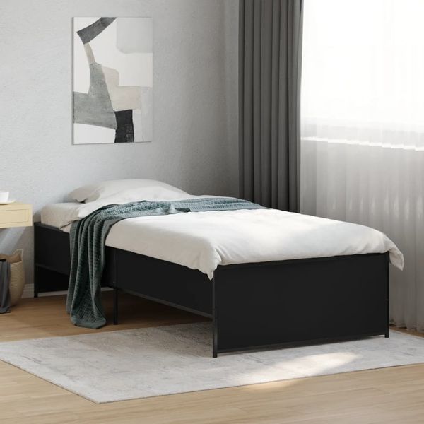 vidaXL Posteľný rám čierny 90x200 cm kompozitné drevo a kov