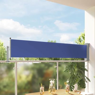 vidaXL Zaťahovacia bočná markíza na terasu modrá 60x300 cm