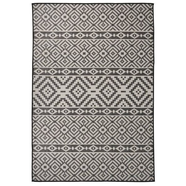 vidaXL Vonkajší koberec s plochým tkaním 160x230 cm čierny pruhovaný