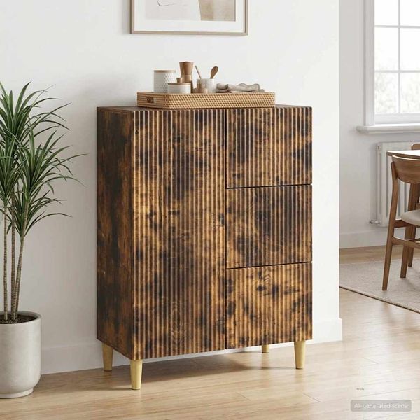vidaXL Servírovacia skriňa so zásuvkou Dymový dub 66 x 34,5 x 90 cm