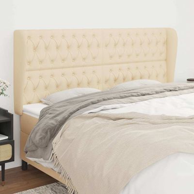 vidaXL Čelo postele so záhybmi krémové 183x23x118/128 cm látka