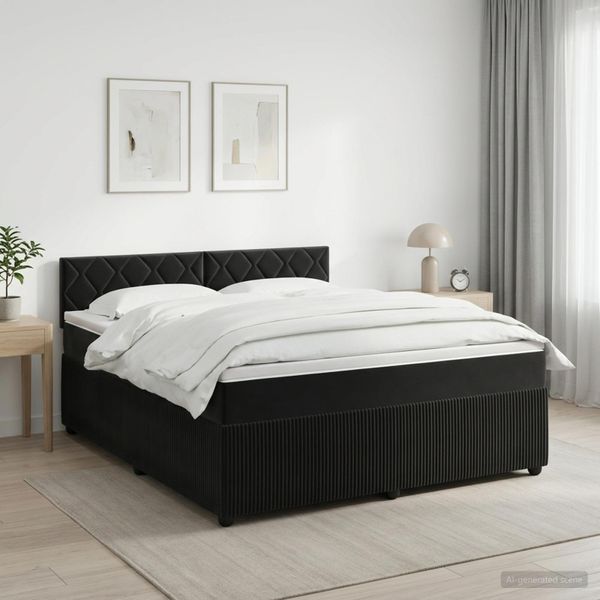 vidaXL Posteľ boxspring s matracom Čierna 140 x 200 cm Zamat